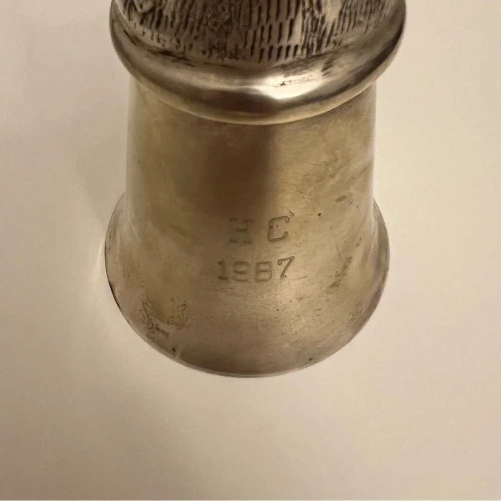 Vintage Fox Stirrup Cup, etched with‎ “HC 1987”